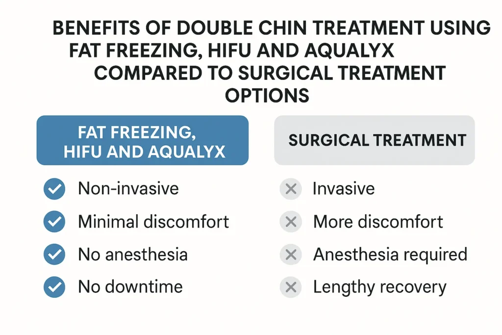 Graphic about the benefits of double chin treatment Clifton - from LA LIPO