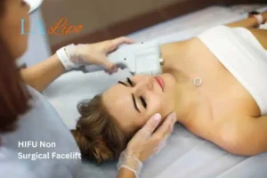 Woman having Hi-Fu to reduce wrinkles Clifton.