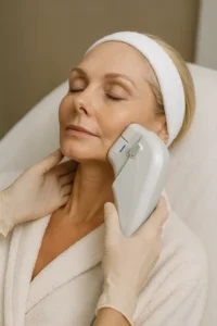 Woman receiving HIFU non surgical facelift treatment Clifton
